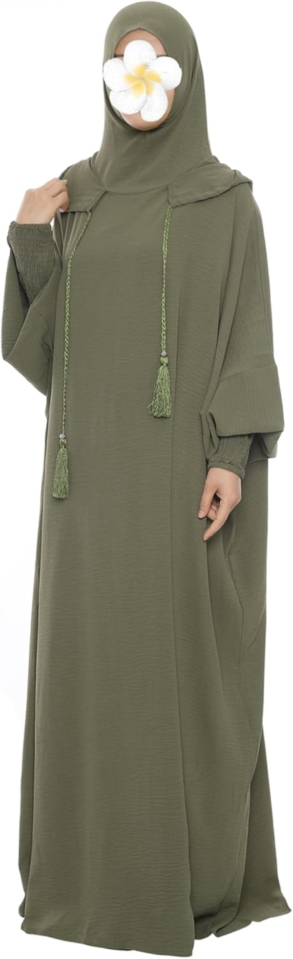 Muslim Prayer Dress Abaya Solid One-Piece Hoodie Abaya Dress for Women Long Maxi Dress Islamic Dubai Jilbab - Image 3