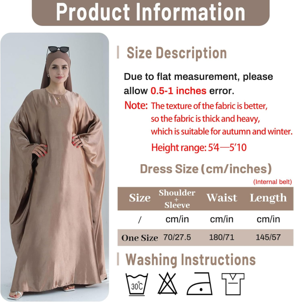 Abaya Muslim Dress Women Satin Prayer Dress Batwing Long Sleeve Middle East Arabian Robe with Hijab - Image 6