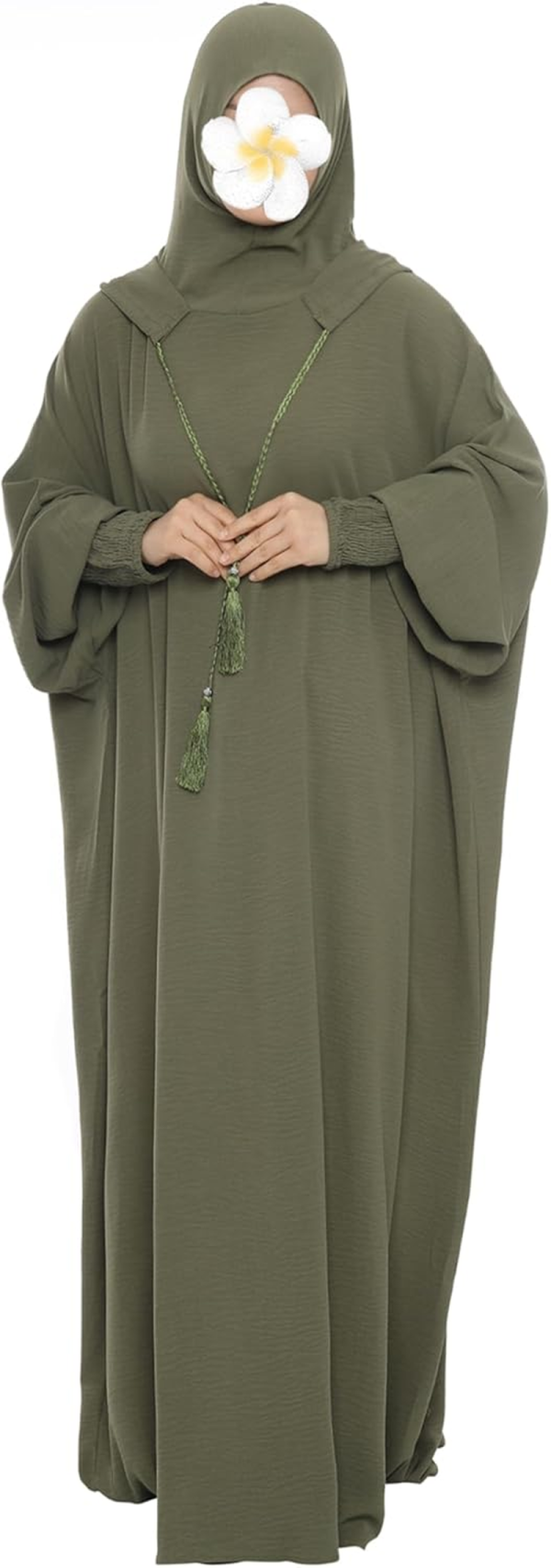 Muslim Prayer Dress Abaya Solid One-Piece Hoodie Abaya Dress for Women Long Maxi Dress Islamic Dubai Jilbab - Image 4