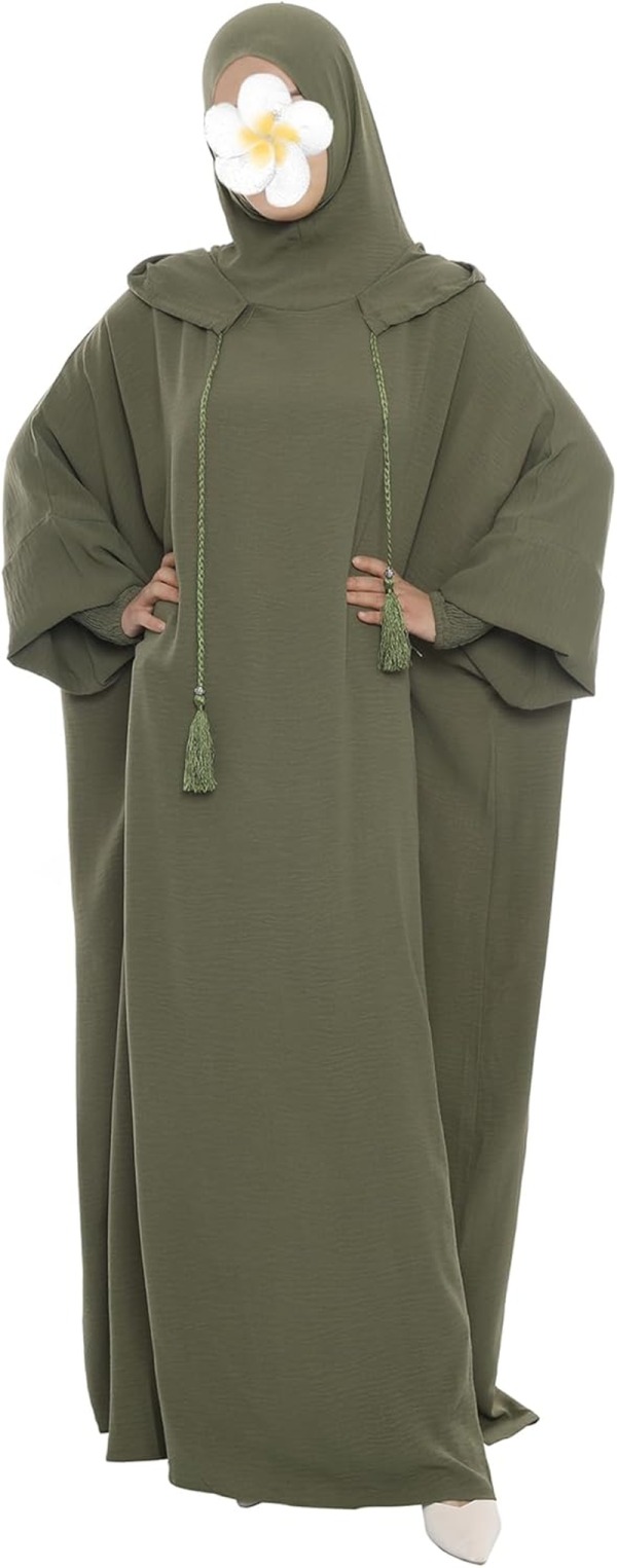 Muslim Prayer Dress Abaya Solid One-Piece Hoodie Abaya Dress for Women Long Maxi Dress Islamic Dubai Jilbab - Image 2