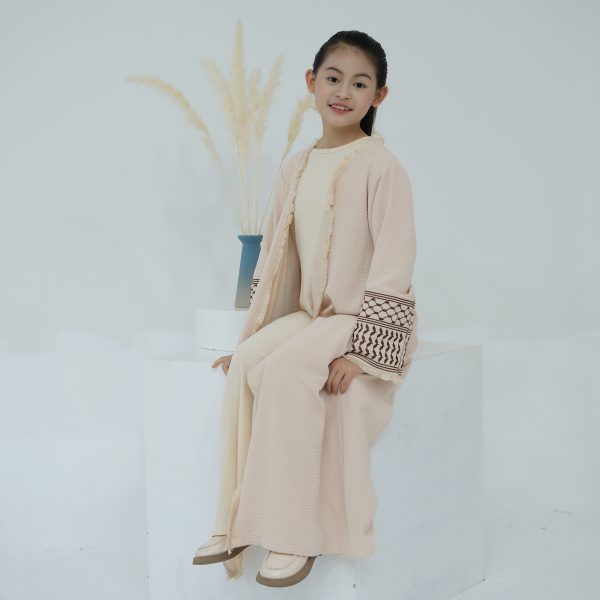 Exquisite Embroidery Tassel Children's Robe Abaya - Image 7